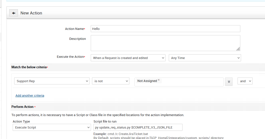 Update status using Python script in 11.0