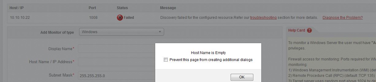 Error Host Name Is Empty